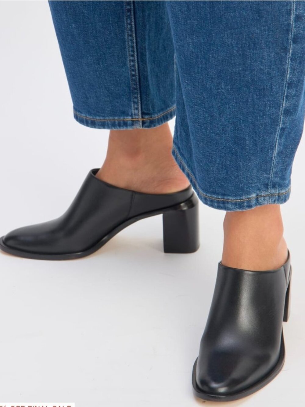 Everlane Outlaw Mule Black Leather Women's Size 8.5 Block Leather Heel NEW